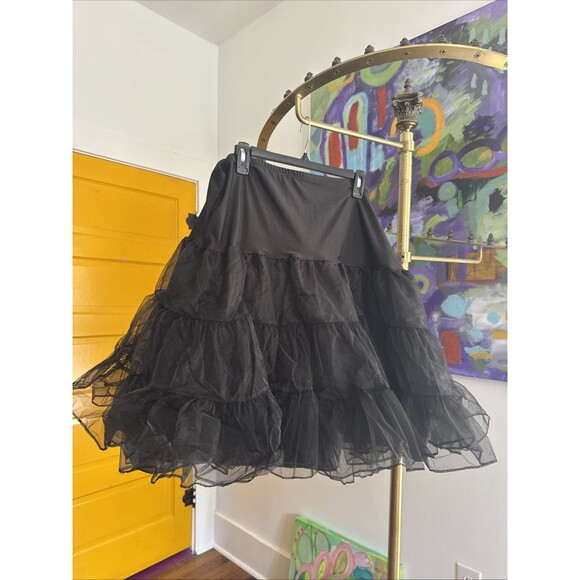 Black Nylon 24W Petticoat Dress Slip Square Dance Tutu Hannah Nikole - Picture 1 of 5